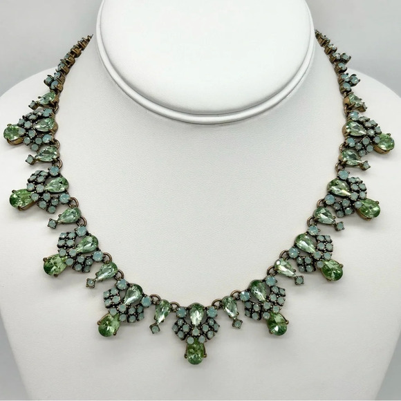 J. Crew Green Jeweled Necklace